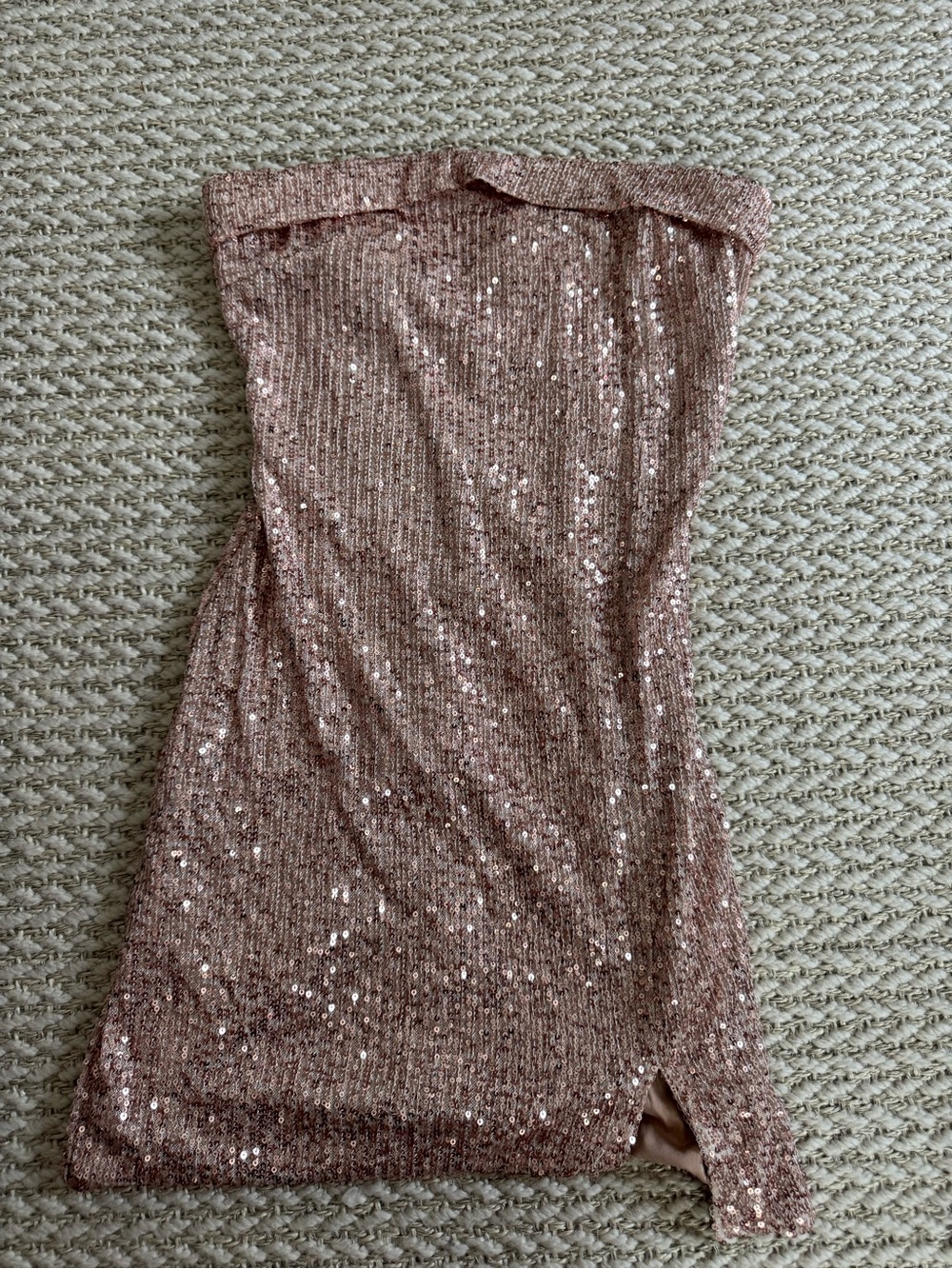 Amazon Strapless Sequin Bodycon Dress - Rose Gold